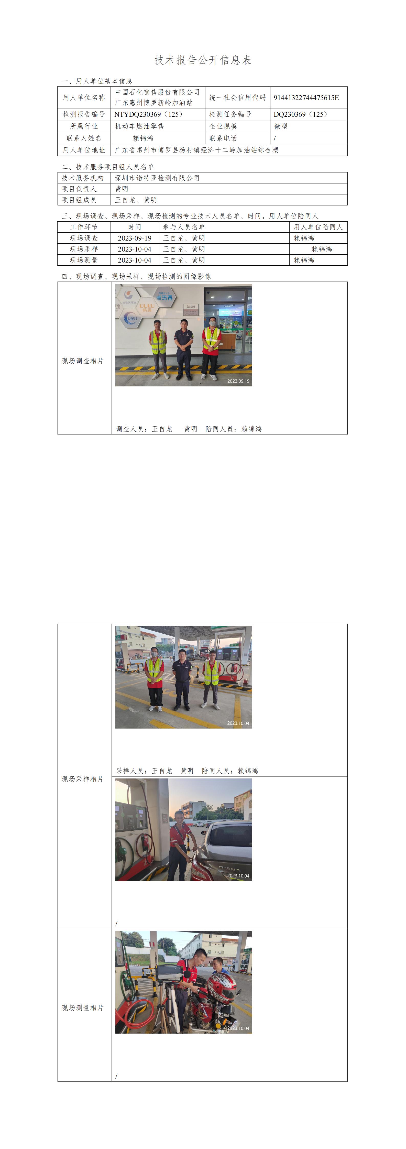 NTYDQ230369（125）中国石化销售股份有限公司广东惠州博罗新岭加油站