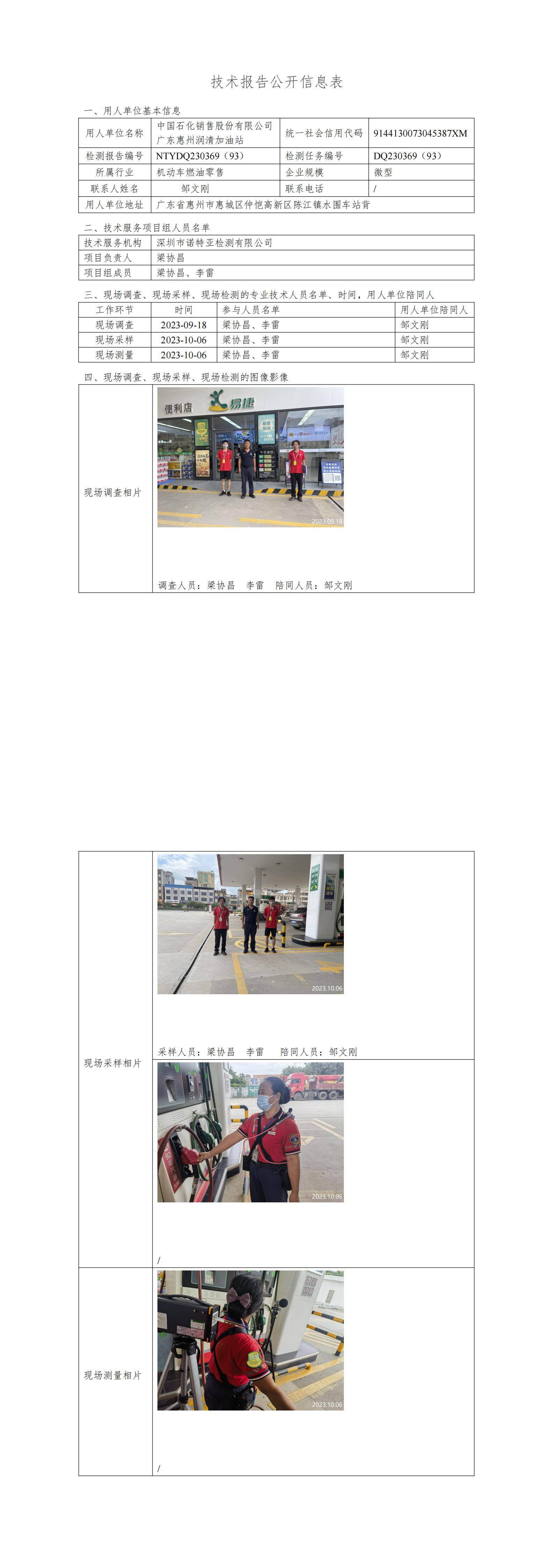 NTYDQ230369（93）- 中国石化销售股份有限公司广东惠州润清加油站