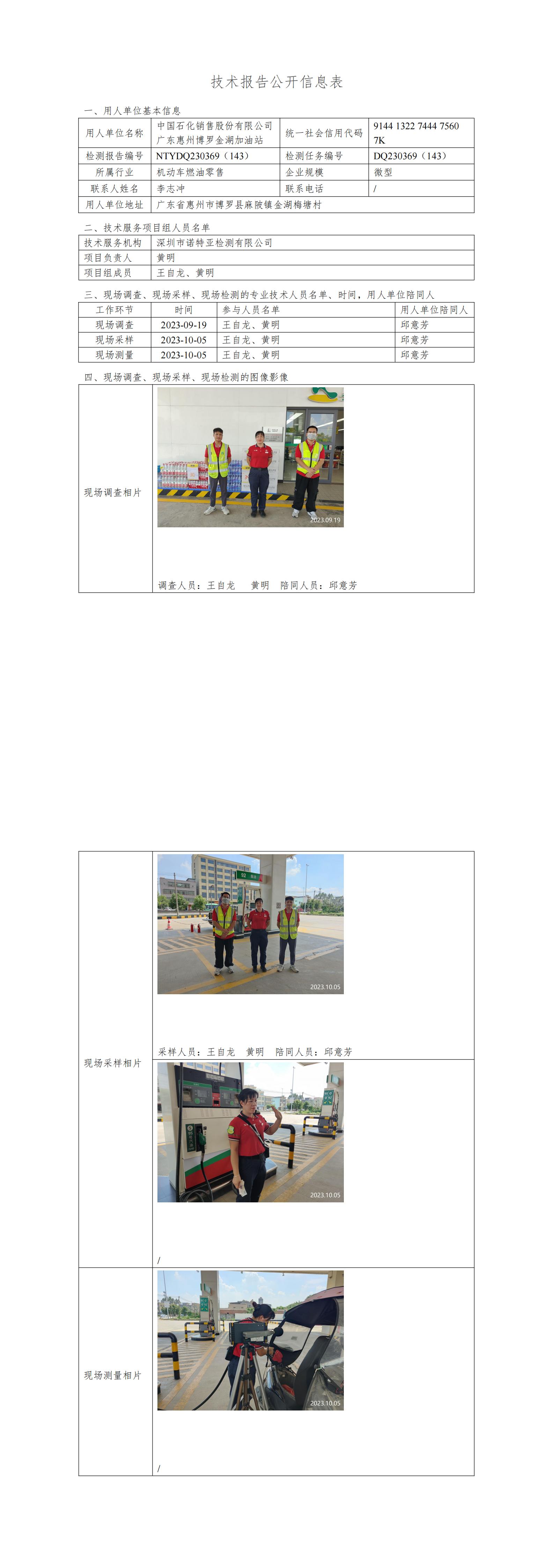 NTYDQ230369（143）中国石化销售股份有限公司广东惠州博罗金湖加油站