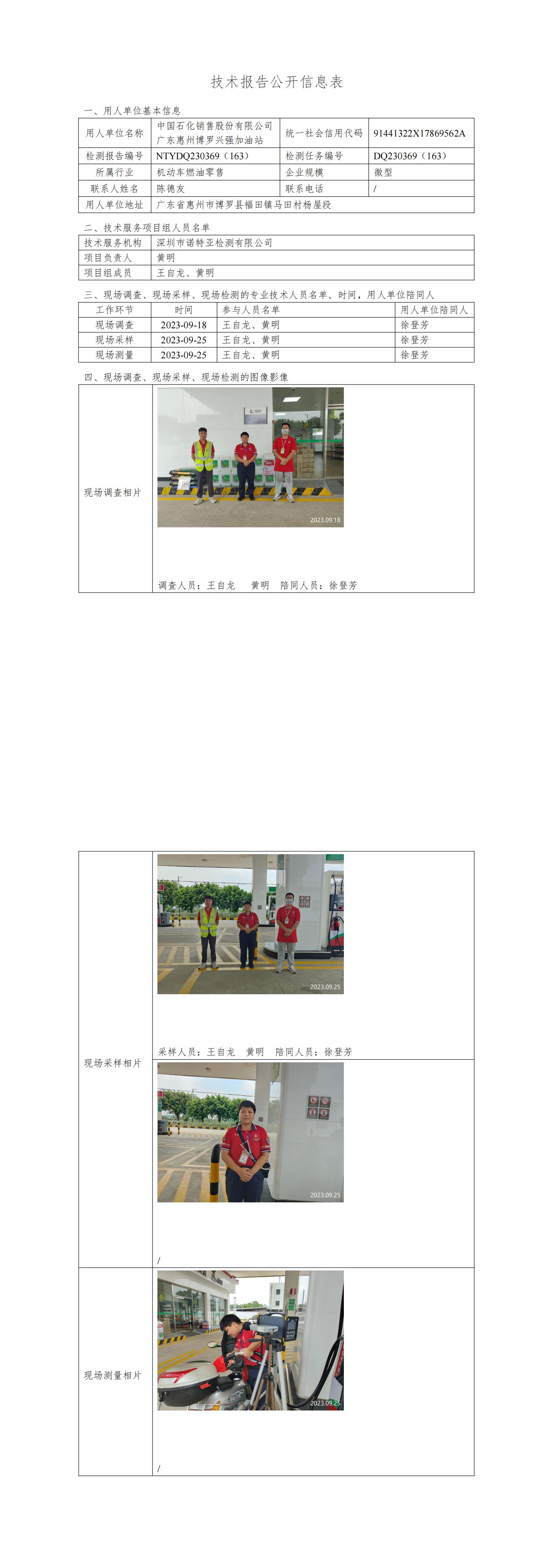 NTYDQ230369（163）中国石化销售股份有限公司广东惠州博罗兴强加油站
