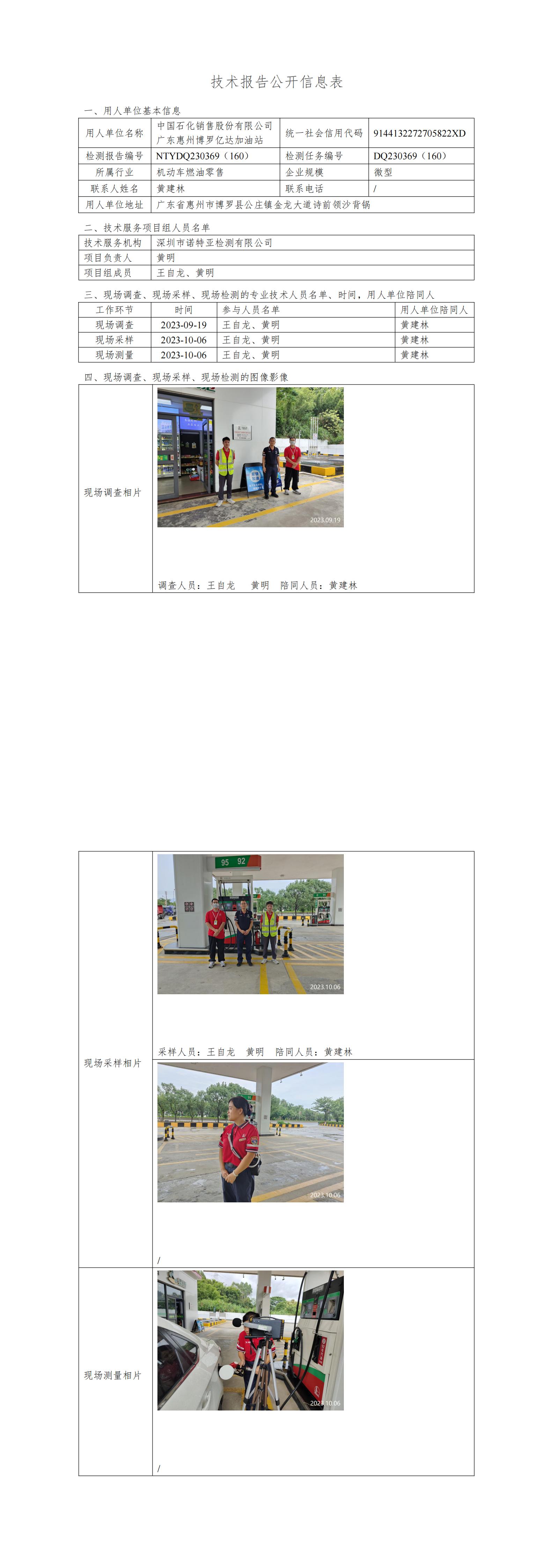 NTYDQ230369（160）中国石化销售股份有限公司广东惠州博罗亿达加油站