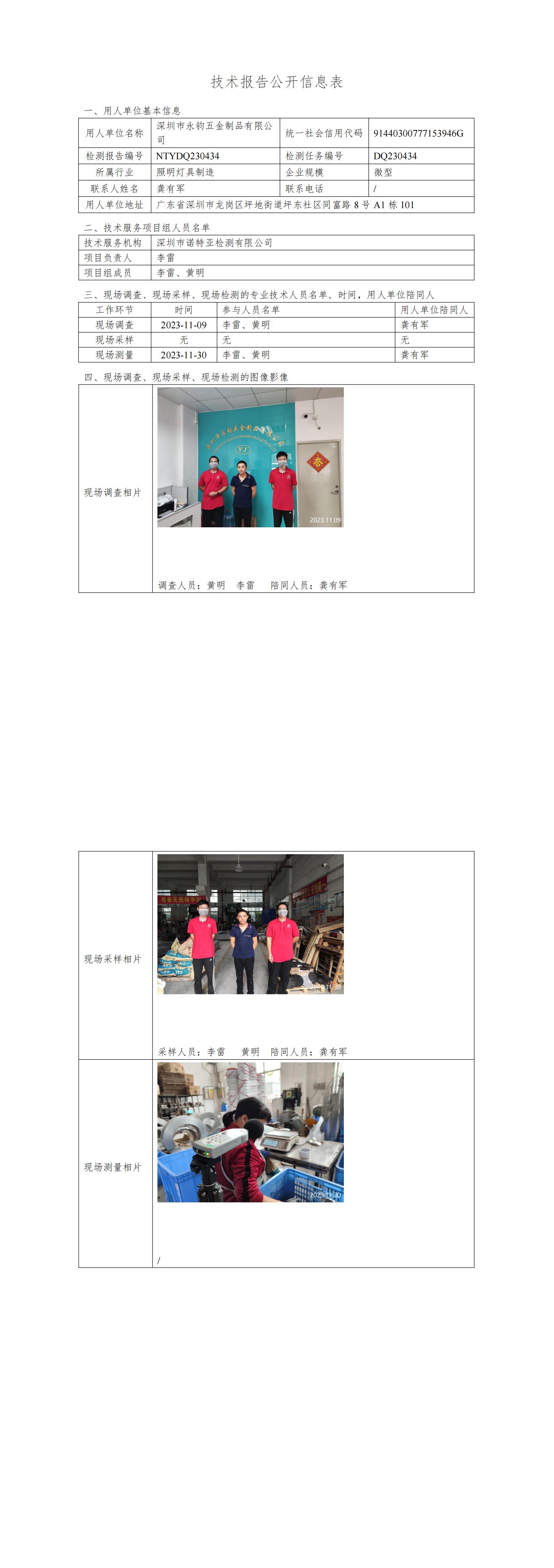 NTYDQ230434 深圳市永钧五金制品有限公司