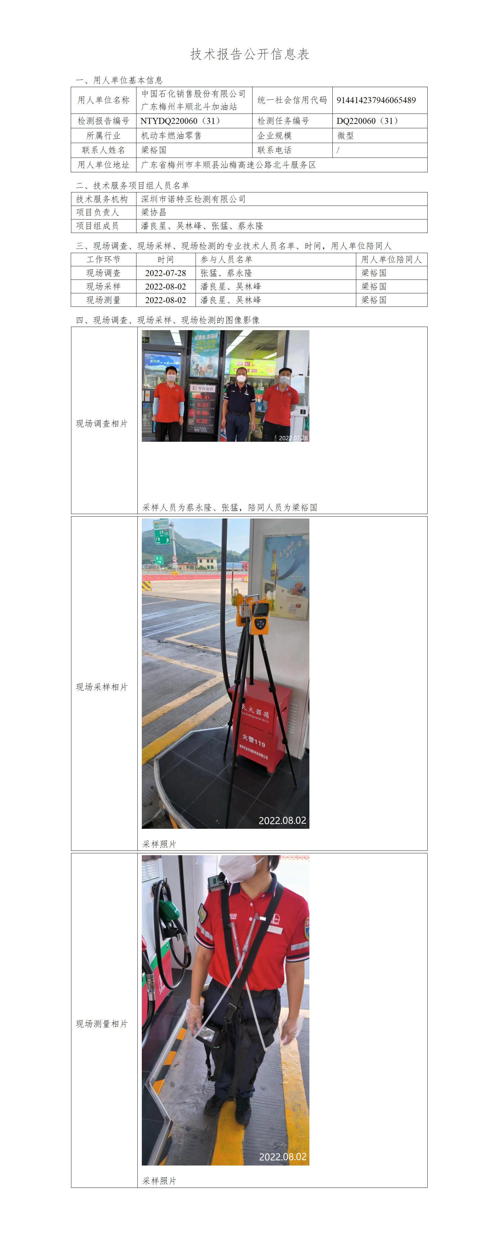 NTYDQ220060（31）-中国石化销售股份有限公司广东梅州丰顺北斗加油站
